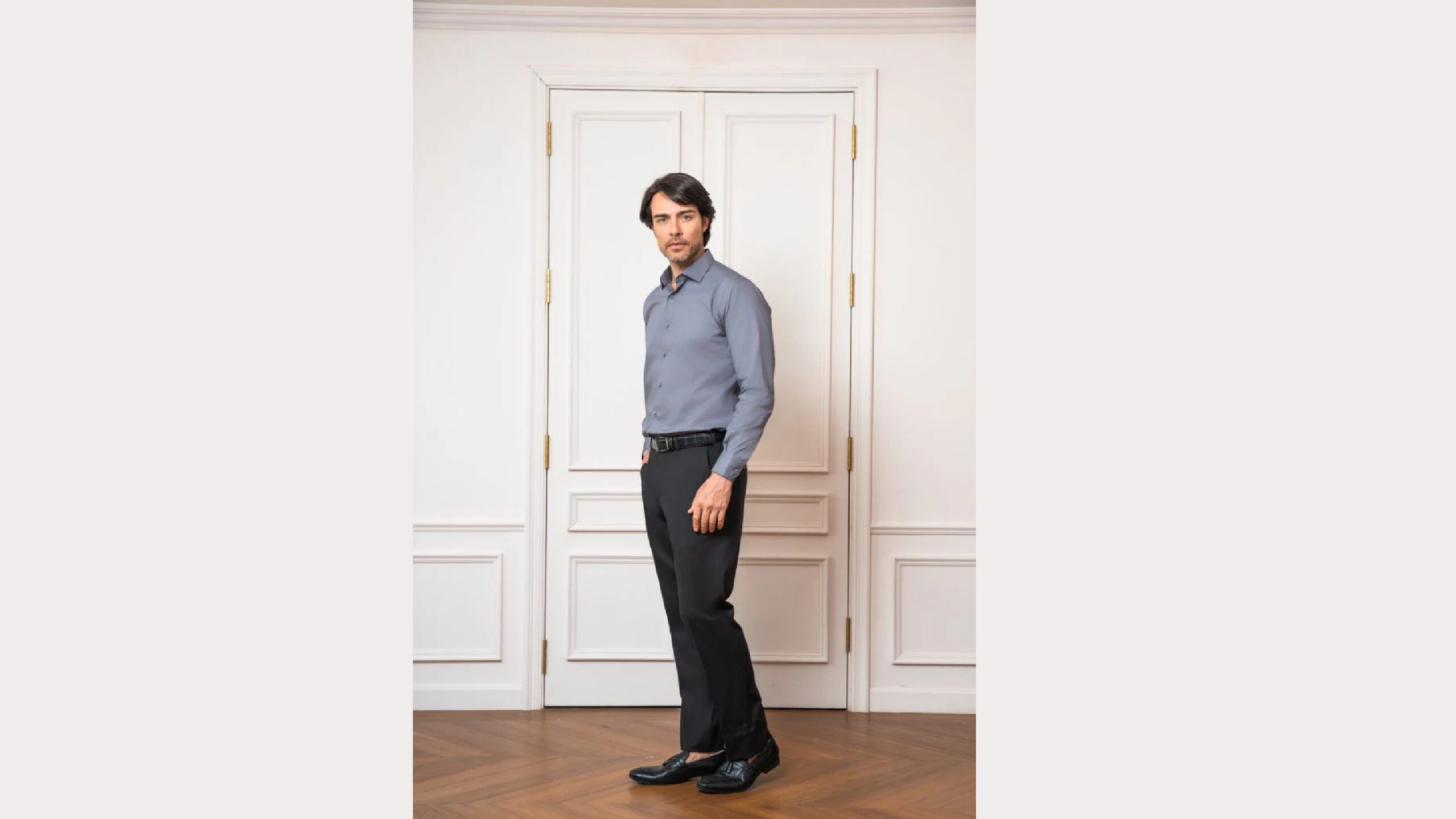 Classic Fit Grey Plain Dress Shirt